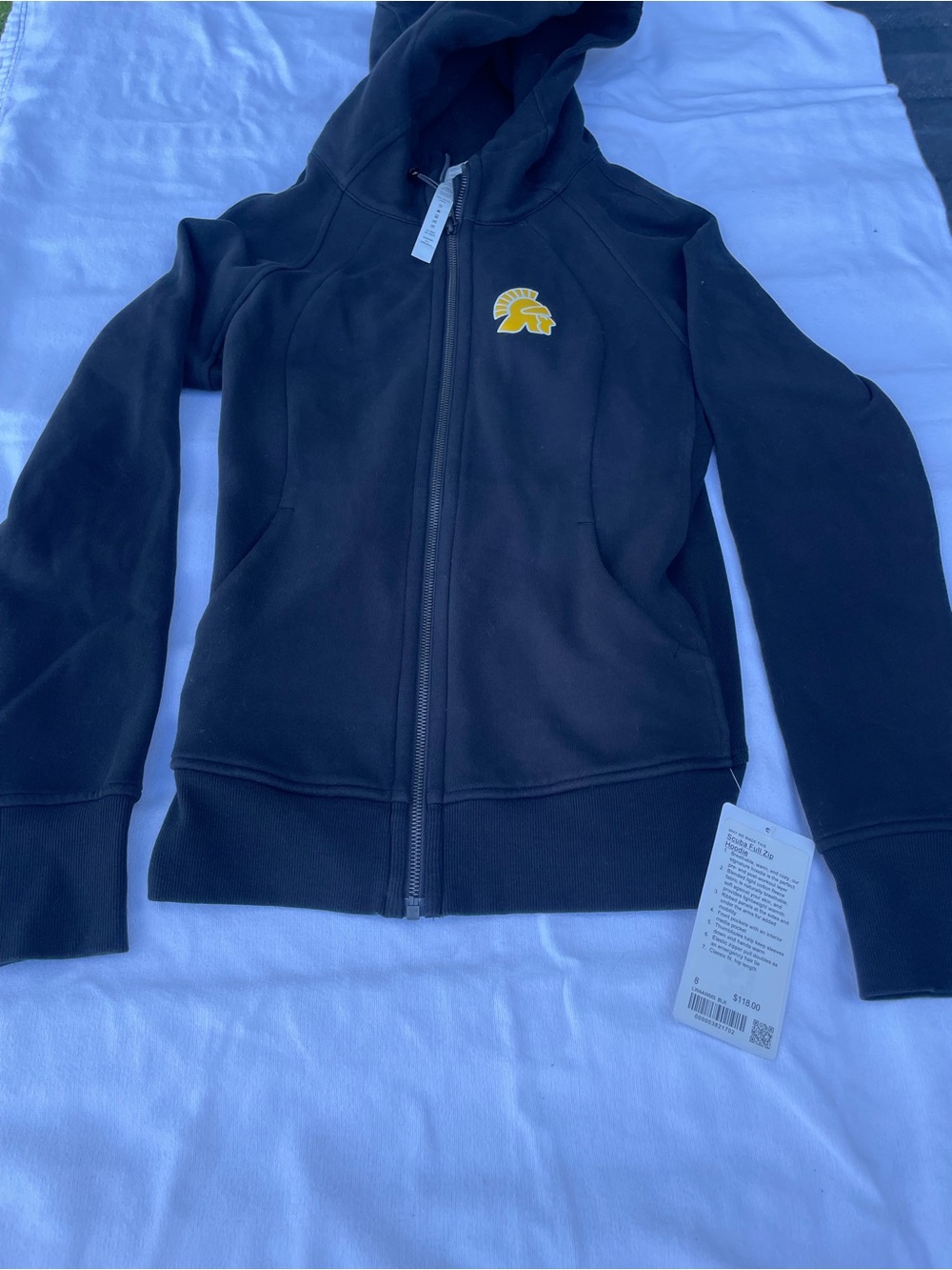 Lululemon Scuba Full Zip Hoodie Size 8 Black NWT Michigan State Spartans Logo